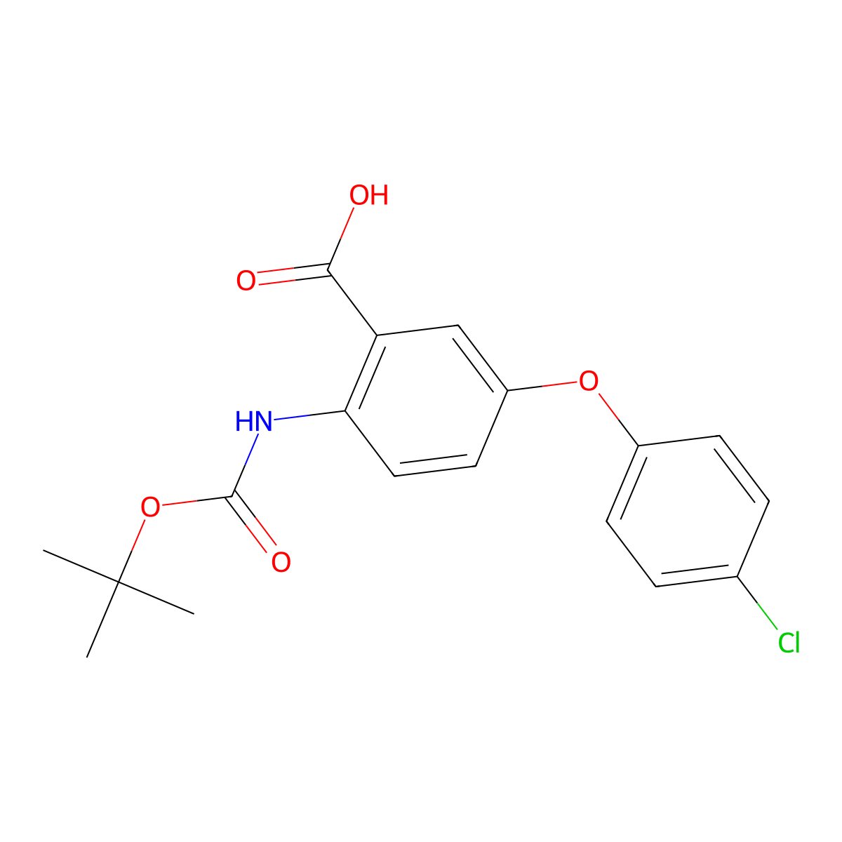 2-{[(Tert-butoxy)carbonyl]amino}-5-(4-chlorophenoxy)benzoic acid molecular structure, CAS 2639449-05-9