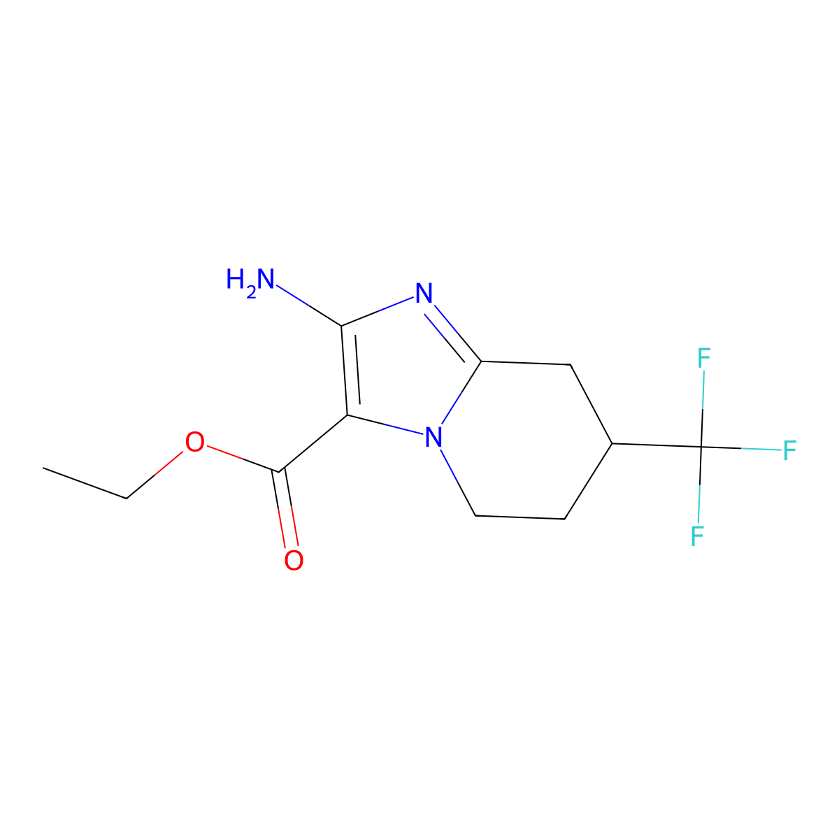 ethyl 2-amino-7-(trifluoromethyl)-5H,6H,7H,8H-imidazo[1,2-a]pyridine-3-carboxylate molecular structure, CAS 2639449-07-1