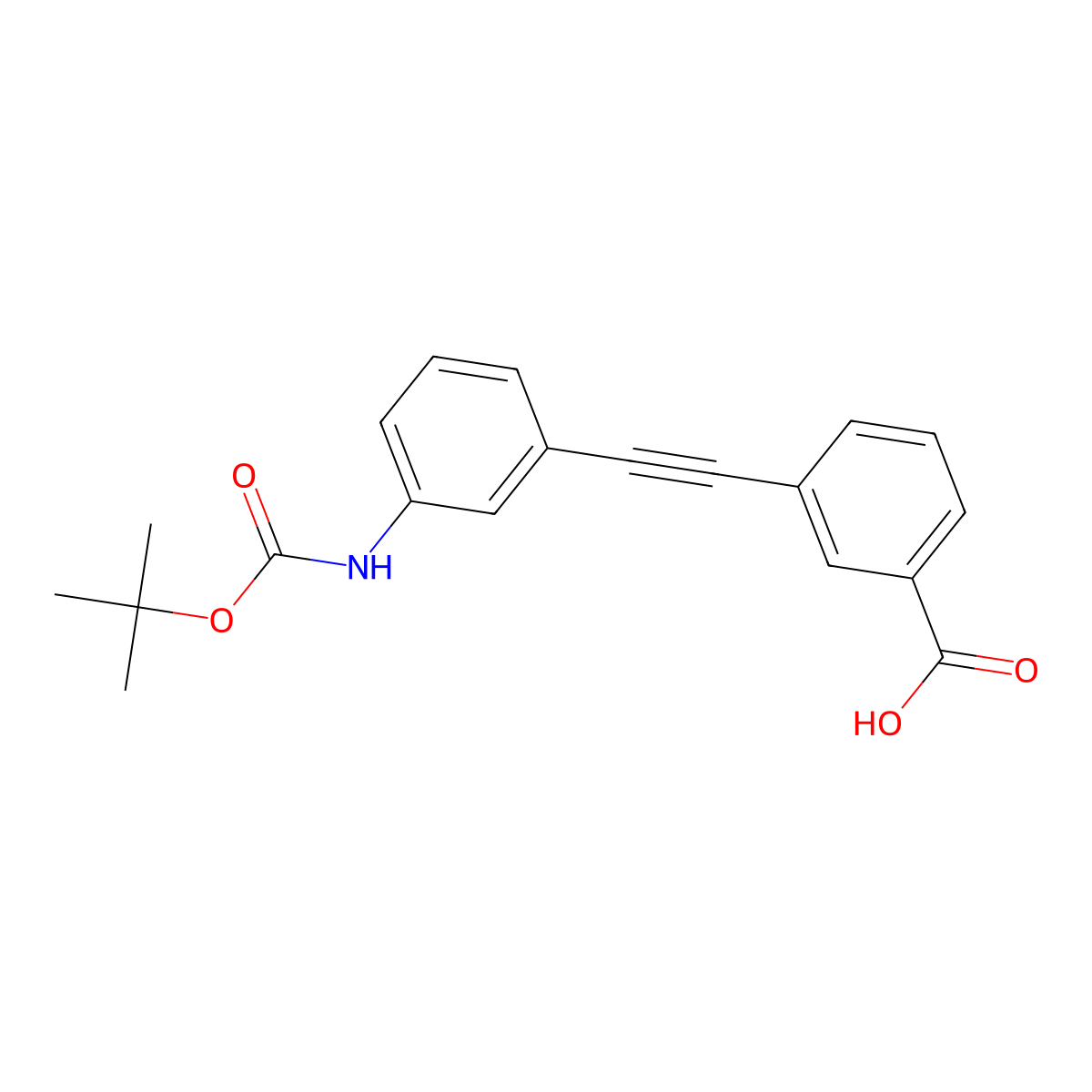 3-[2-(3-{[(Tert-butoxy)carbonyl]amino}phenyl)ethynyl]benzoic acid molecular structure, CAS 2639449-08-2