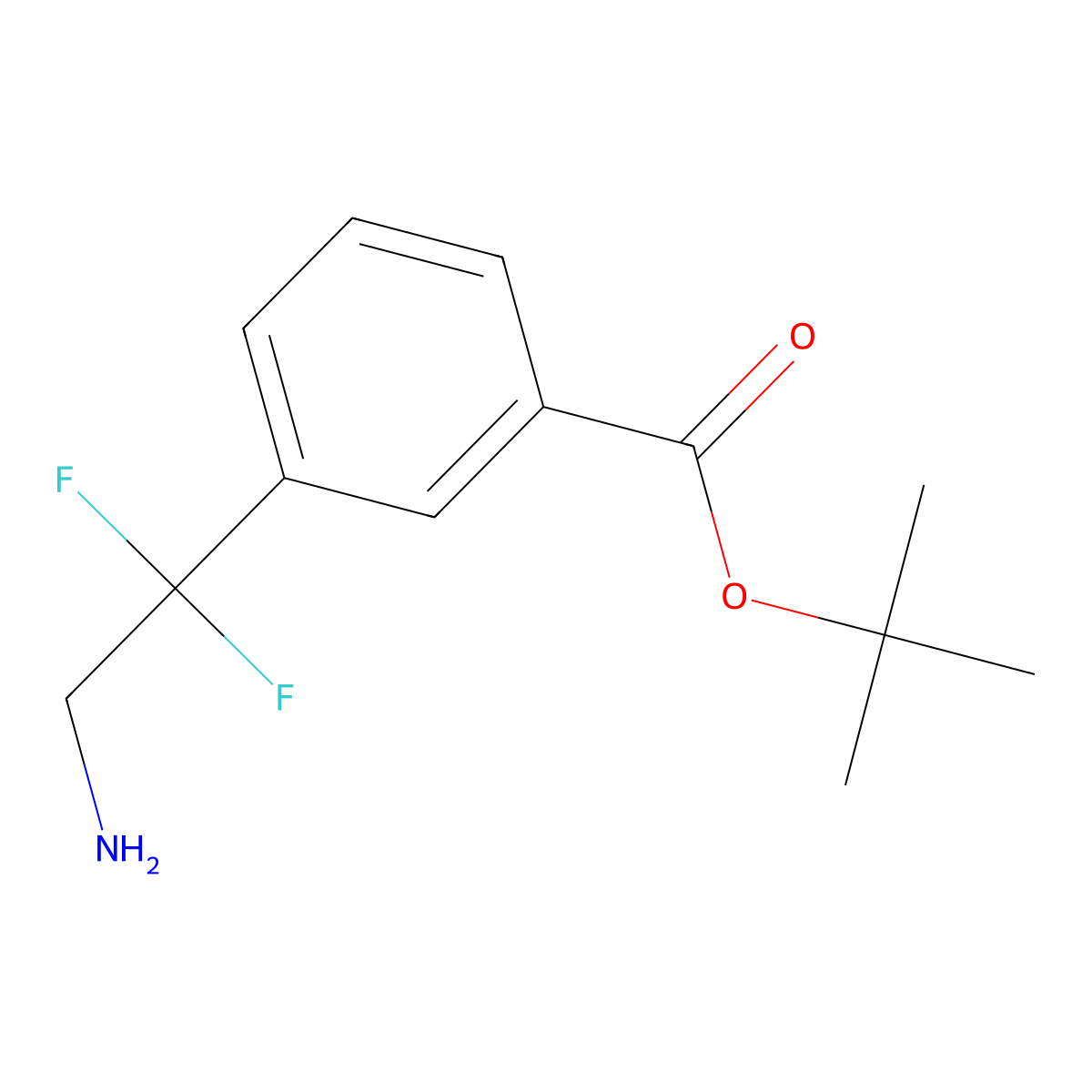 Tert-butyl 3-(2-amino-1,1-difluoroethyl)benzoate molecular structure, CAS 2639449-10-6