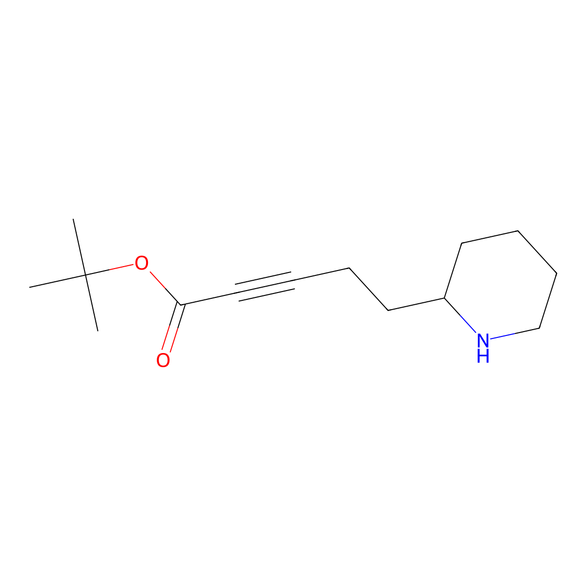 Tert-butyl 5-(piperidin-2-yl)pent-2-ynoate molecular structure, CAS 2639449-11-7