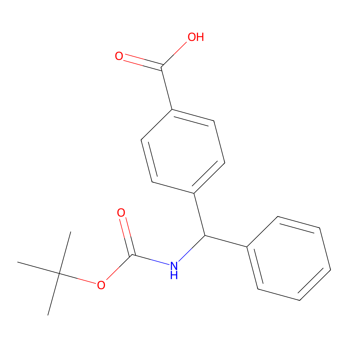 4-({[(Tert-butoxy)carbonyl]amino}(phenyl)methyl)benzoic acid molecular structure, CAS 2639449-18-4