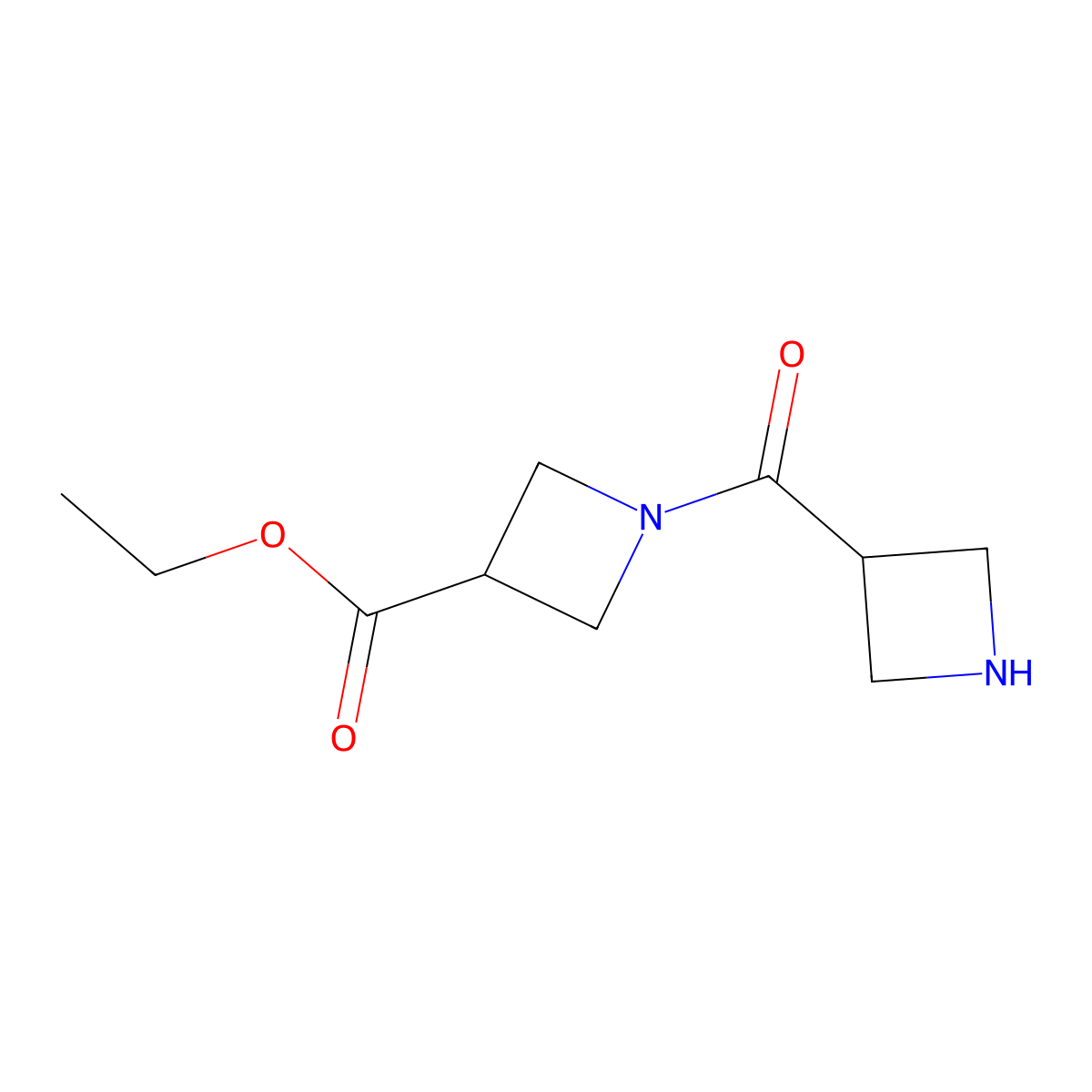Ethyl 1-(azetidine-3-carbonyl)azetidine-3-carboxylate molecular structure, CAS 2639449-28-6
