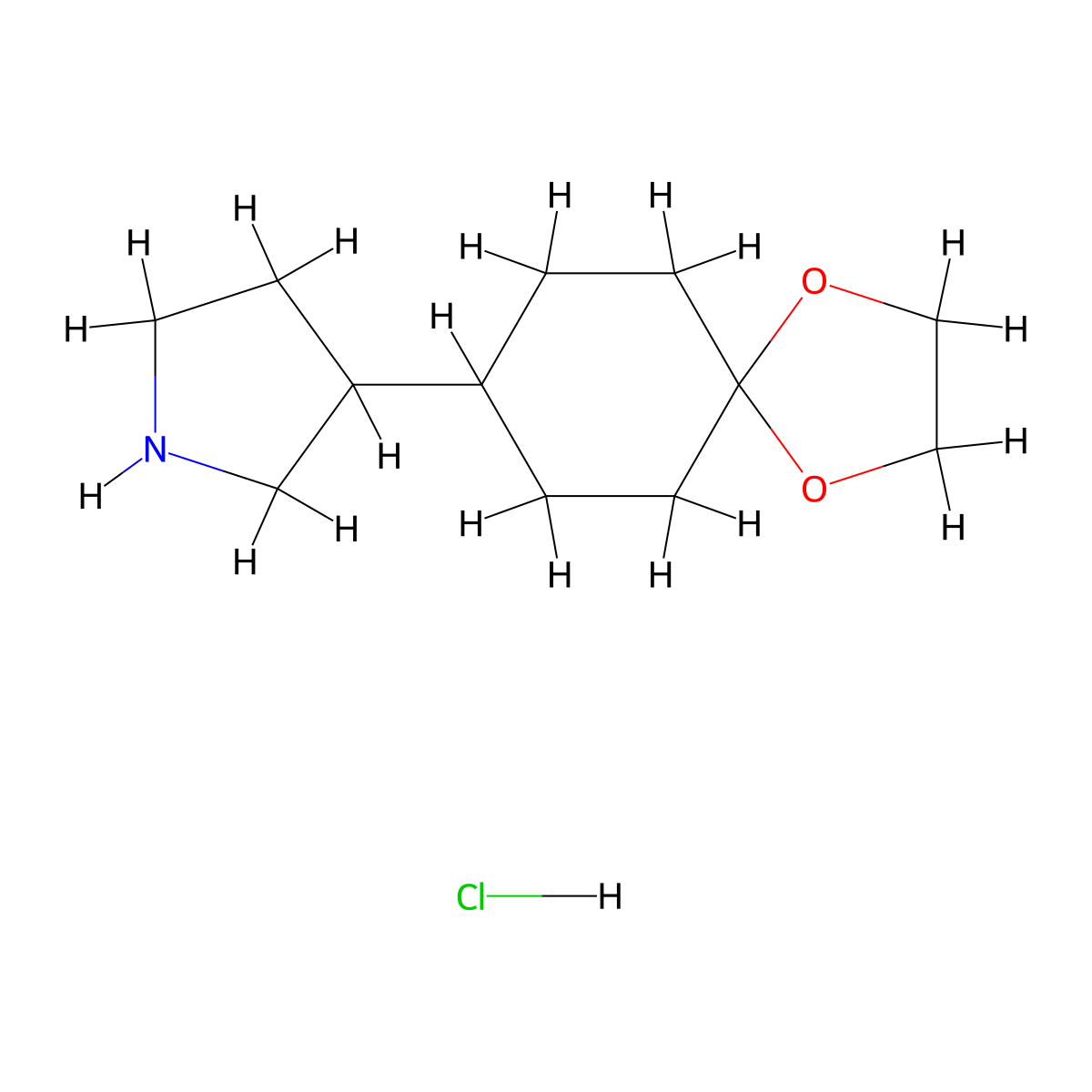 3-{1,4-Dioxaspiro[4.5]decan-8-yl}pyrrolidinehydrochloride molecular structure, CAS 2639449-29-7