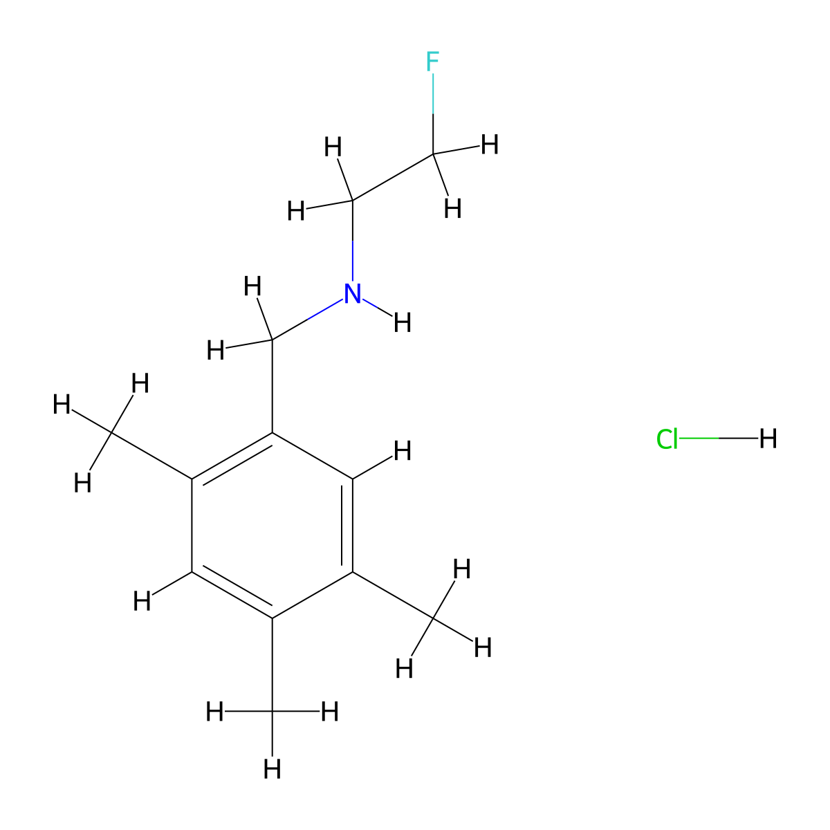 (2-Fluoroethyl)[(2,4,5-trimethylphenyl)methyl]amine hydrochloride molecular structure, CAS 2639449-33-3