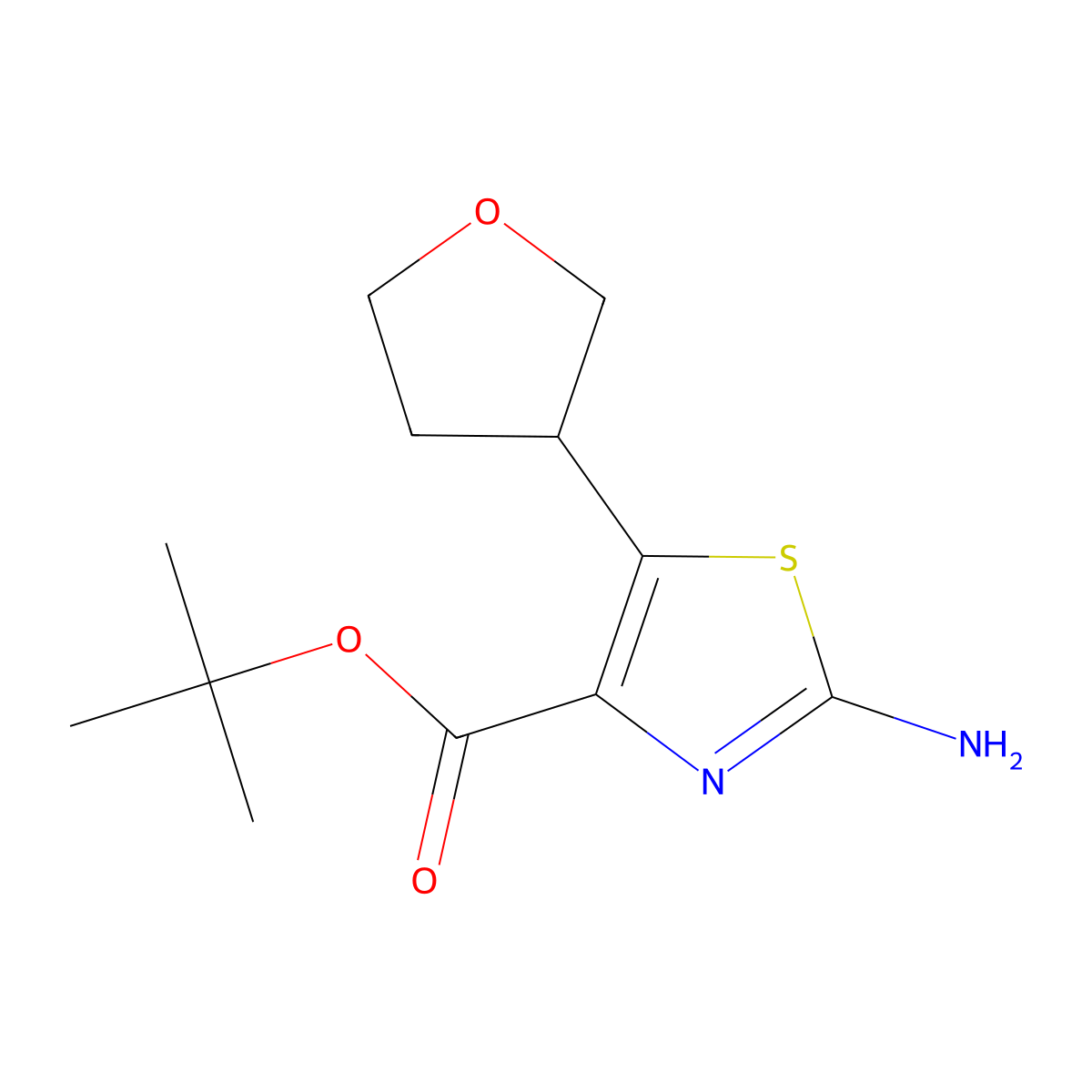 Tert-butyl 2-amino-5-(oxolan-3-yl)-1,3-thiazole-4-carboxylate molecular structure, CAS 2639449-35-5