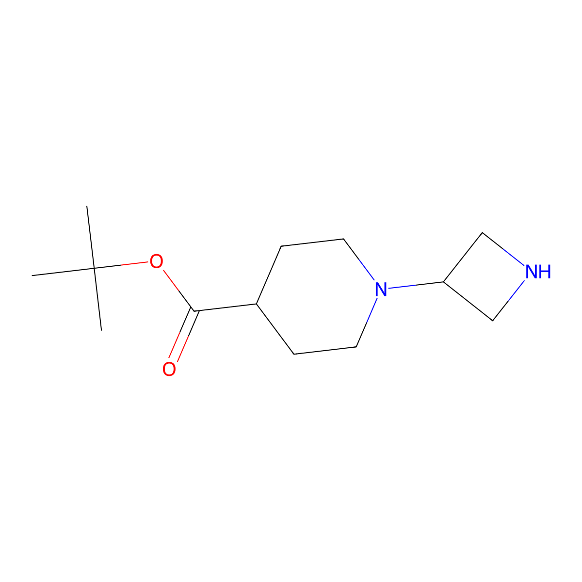 Tert-butyl 1-(azetidin-3-yl)piperidine-4-carboxylate molecular structure, CAS 2639449-38-8