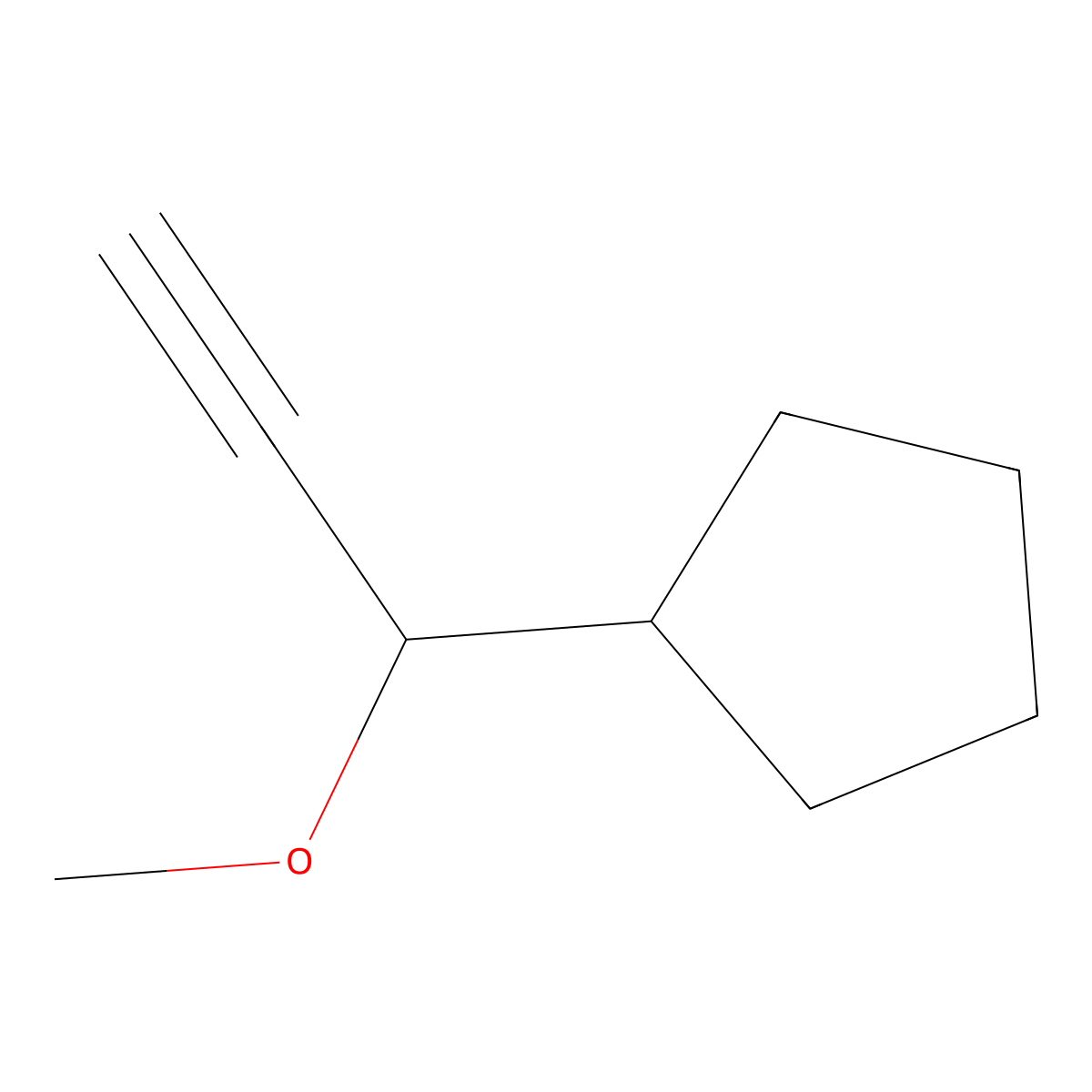 (1-Methoxyprop-2-yn-1-yl)cyclopentane molecular structure, CAS 2639449-43-5