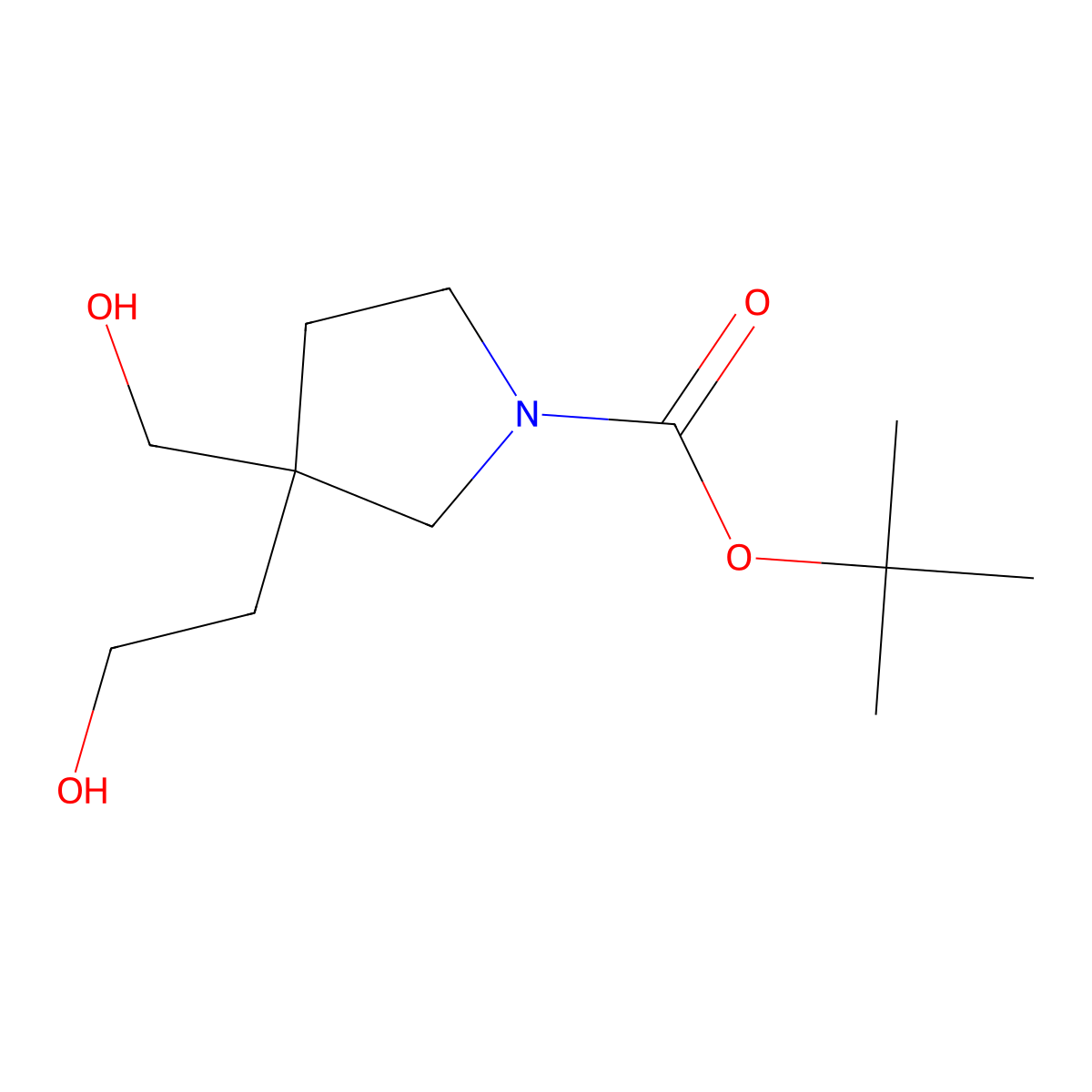 Tert-butyl 3-(2-hydroxyethyl)-3-(hydroxymethyl)pyrrolidine-1-carboxylate molecular structure, CAS 2639449-48-0