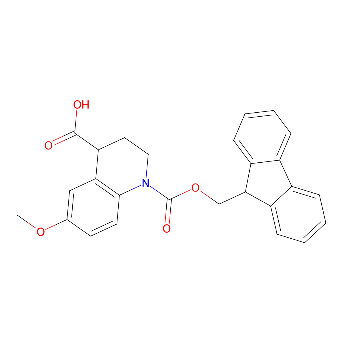 1-{[(9H-fluoren-9-yl)methoxy]carbonyl}-6-methoxy-1,2,3,4-tetrahydroquinoline-4-carboxylic acid molecular structure, CAS 2639449-52-6