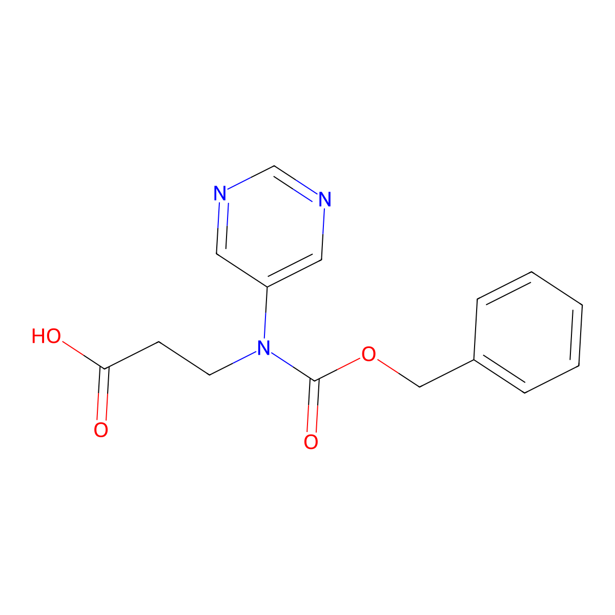 3-{[(Benzyloxy)carbonyl](pyrimidin-5-yl)amino}propanoic acid molecular structure, CAS 2639449-55-9