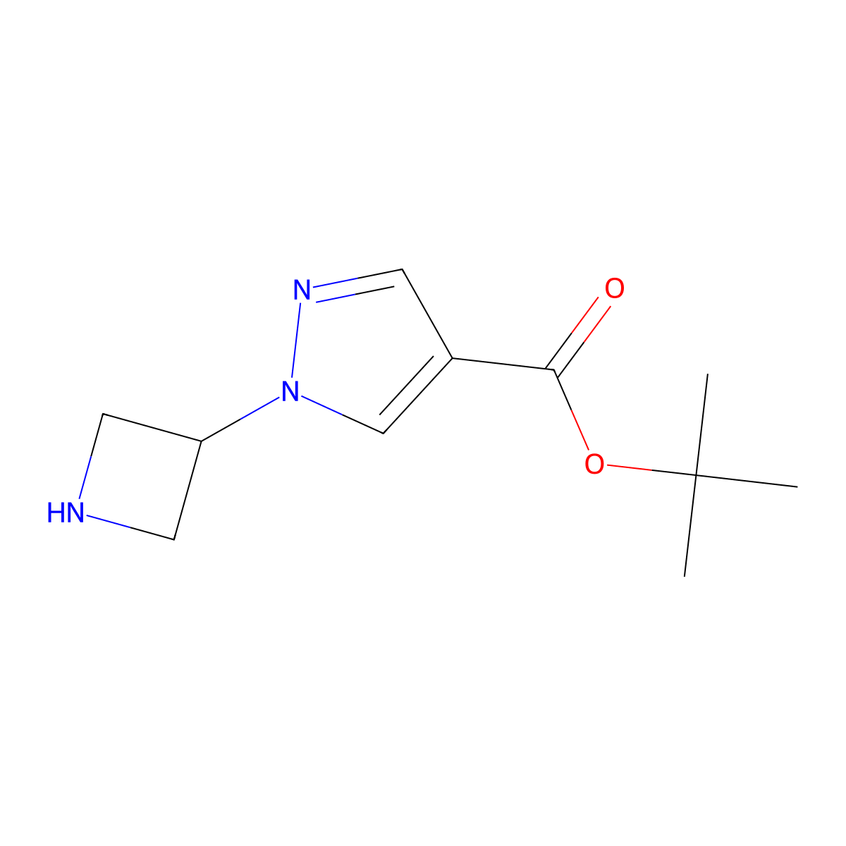 tert-butyl 1-(azetidin-3-yl)-1H-pyrazole-4-carboxylate molecular structure, CAS 2639449-78-6