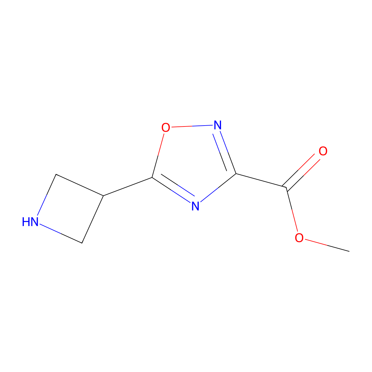 Methyl 5-(azetidin-3-yl)-1,2,4-oxadiazole-3-carboxylate molecular structure, CAS 2639449-82-2