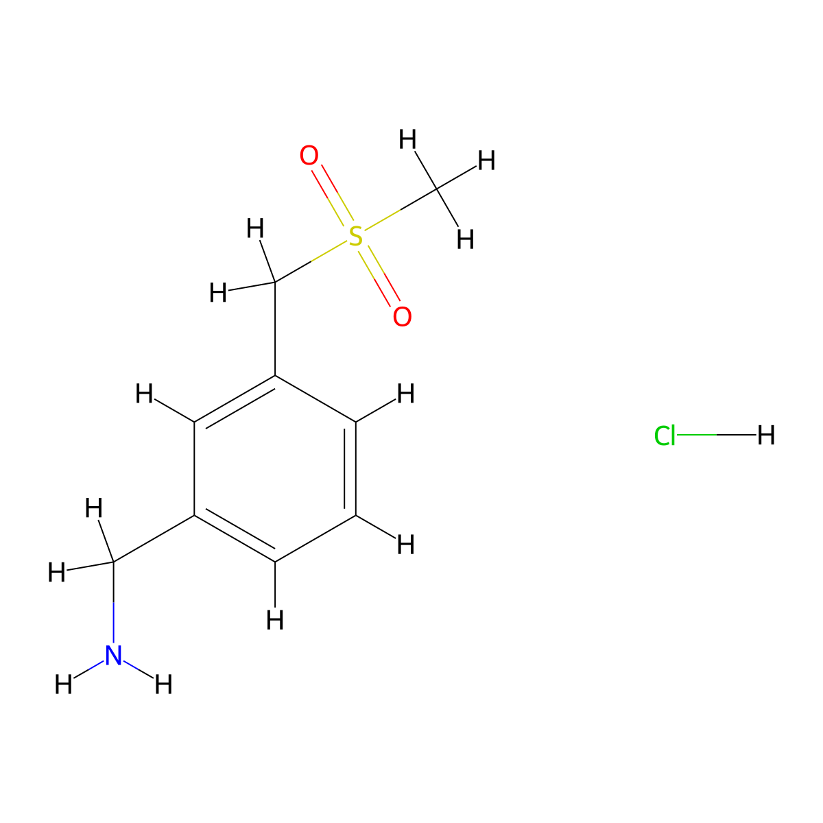 [3-(Methanesulfonylmethyl)phenyl]methanamine hydrochloride molecular structure, CAS 2639449-88-8