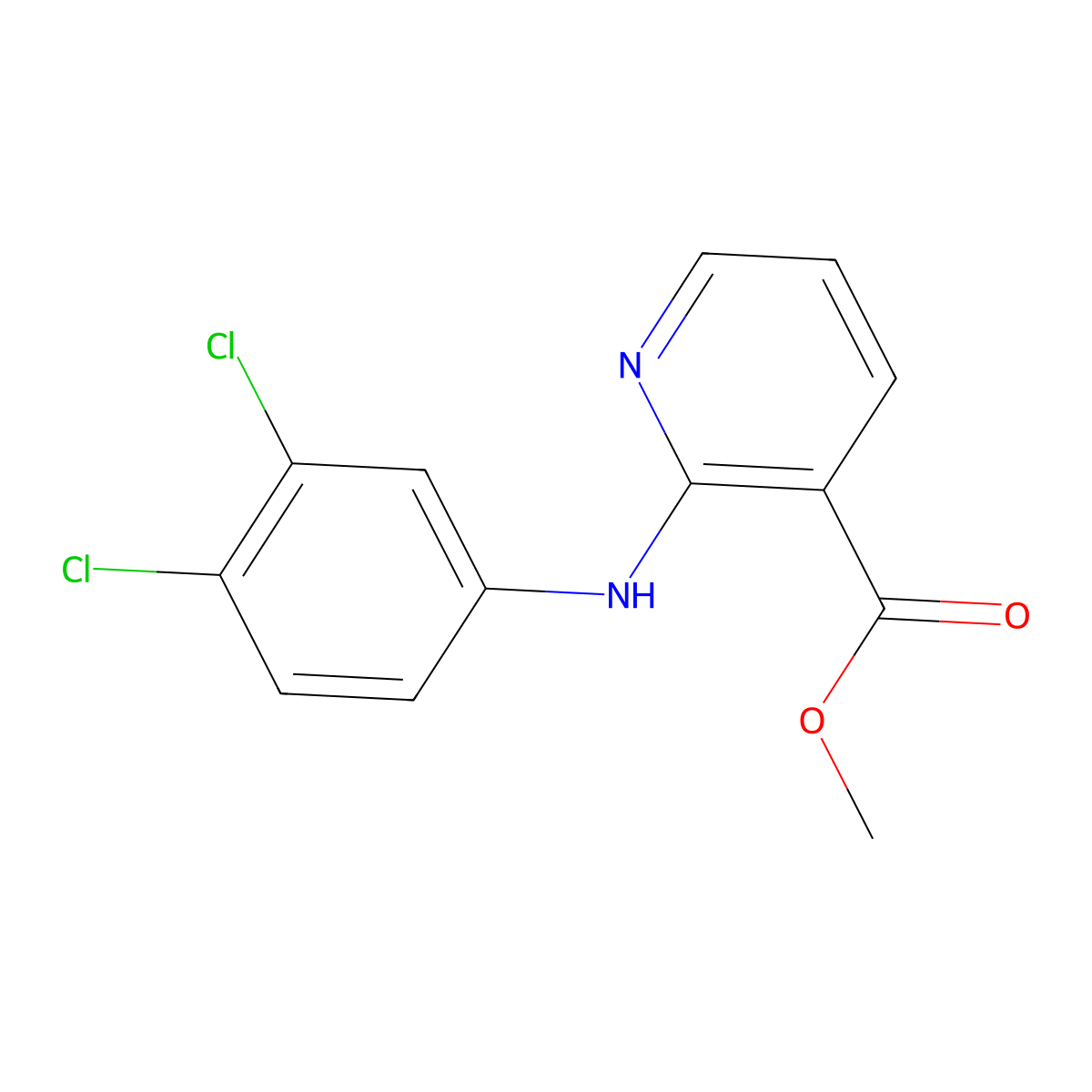 Methyl 2-[(3,4-dichlorophenyl)amino]pyridine-3-carboxylate molecular structure, CAS 2639449-91-3