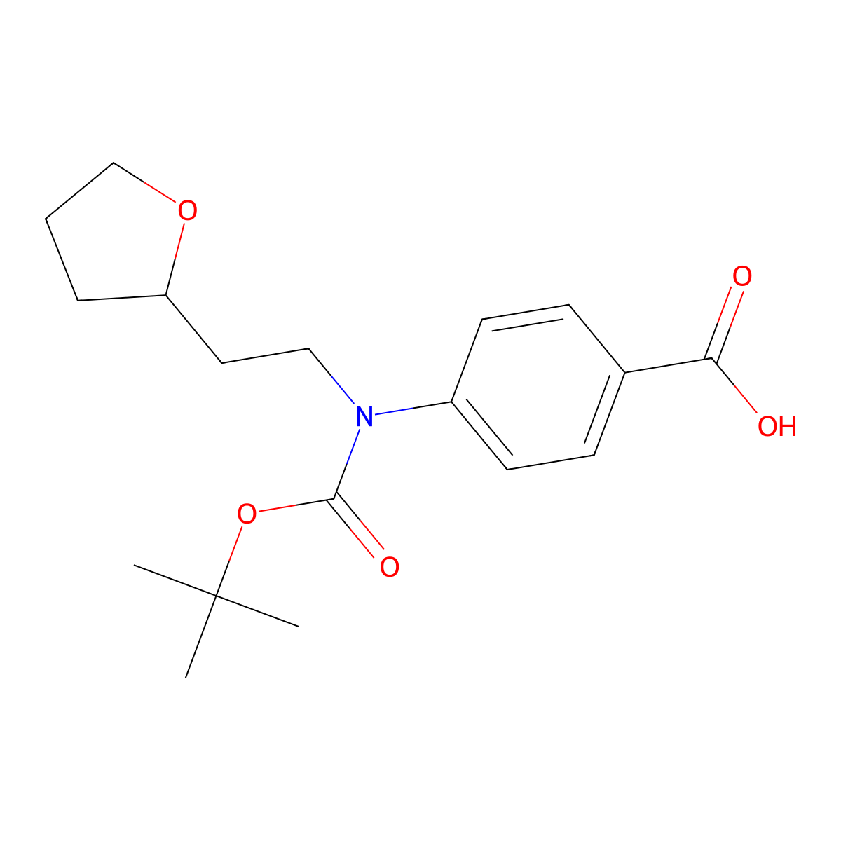 4-{[(Tert-butoxy)carbonyl][2-(oxolan-2-yl)ethyl]amino}benzoic acid molecular structure, CAS 2639449-93-5