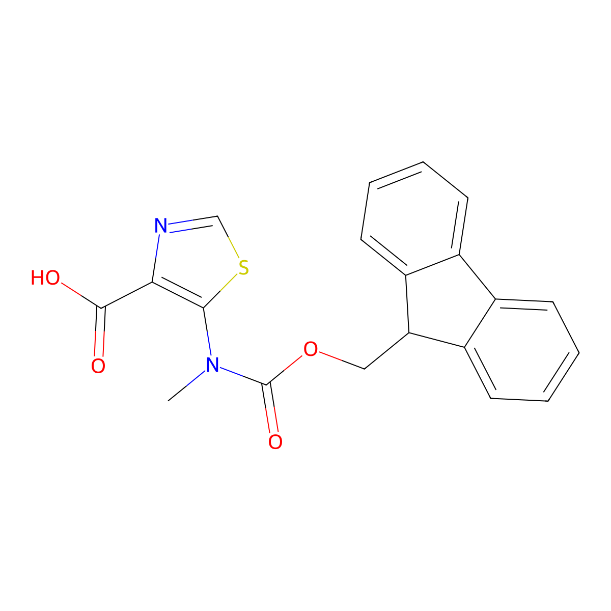 5-({[(9H-fluoren-9-yl)methoxy]carbonyl}(methyl)amino)-1,3-thiazole-4-carboxylic acid molecular structure, CAS 2639449-94-6