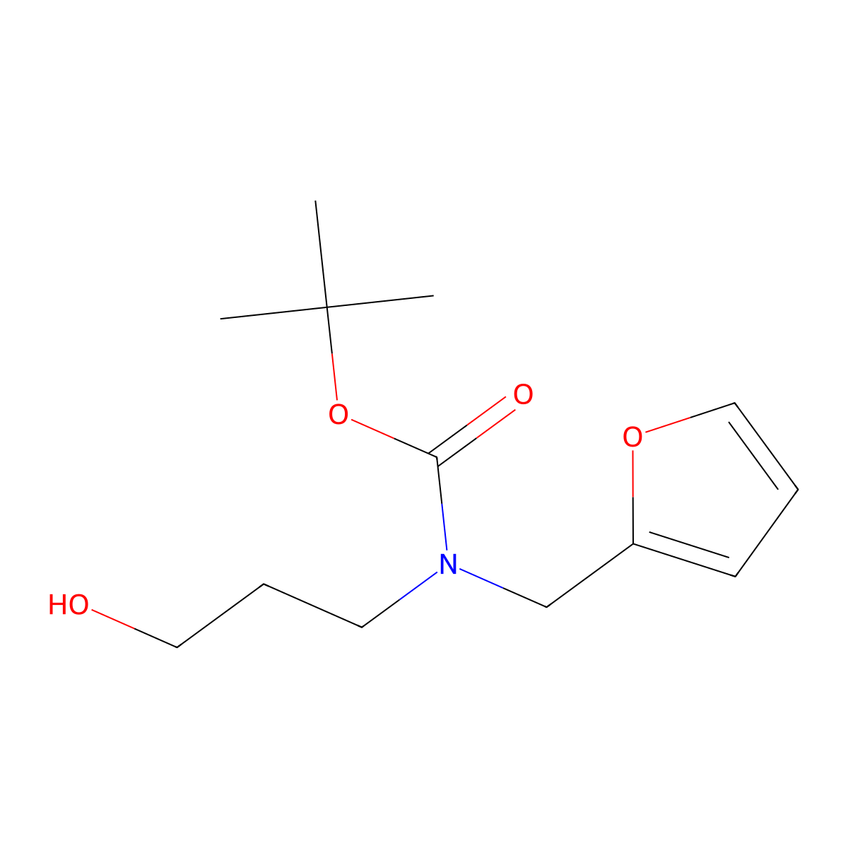 tert-butyl N-[(furan-2-yl)methyl]-N-(3-hydroxypropyl)carbamate molecular structure, CAS 2639450-02-3