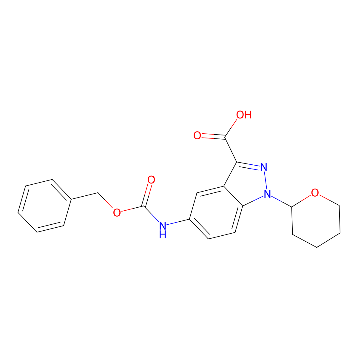 5-{[(benzyloxy)carbonyl]amino}-1-(oxan-2-yl)-1H-indazole-3-carboxylic acid molecular structure, CAS 2639450-03-4