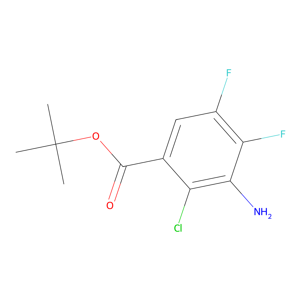 Tert-butyl 3-amino-2-chloro-4,5-difluorobenzoate molecular structure, CAS 2639450-04-5