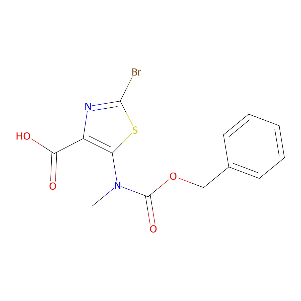 5-{[(Benzyloxy)carbonyl](methyl)amino}-2-bromo-1,3-thiazole-4-carboxylic acid molecular structure, CAS 2639450-05-6