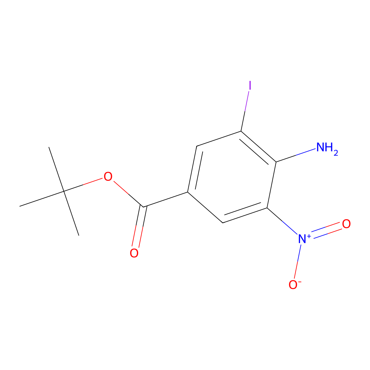 Tert-butyl 4-amino-3-iodo-5-nitrobenzoate molecular structure, CAS 2639450-07-8