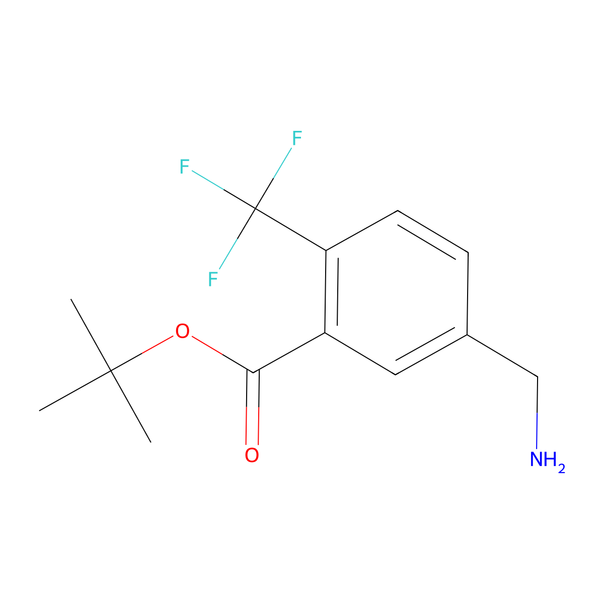Tert-butyl 5-(aminomethyl)-2-(trifluoromethyl)benzoate molecular structure, CAS 2639450-10-3
