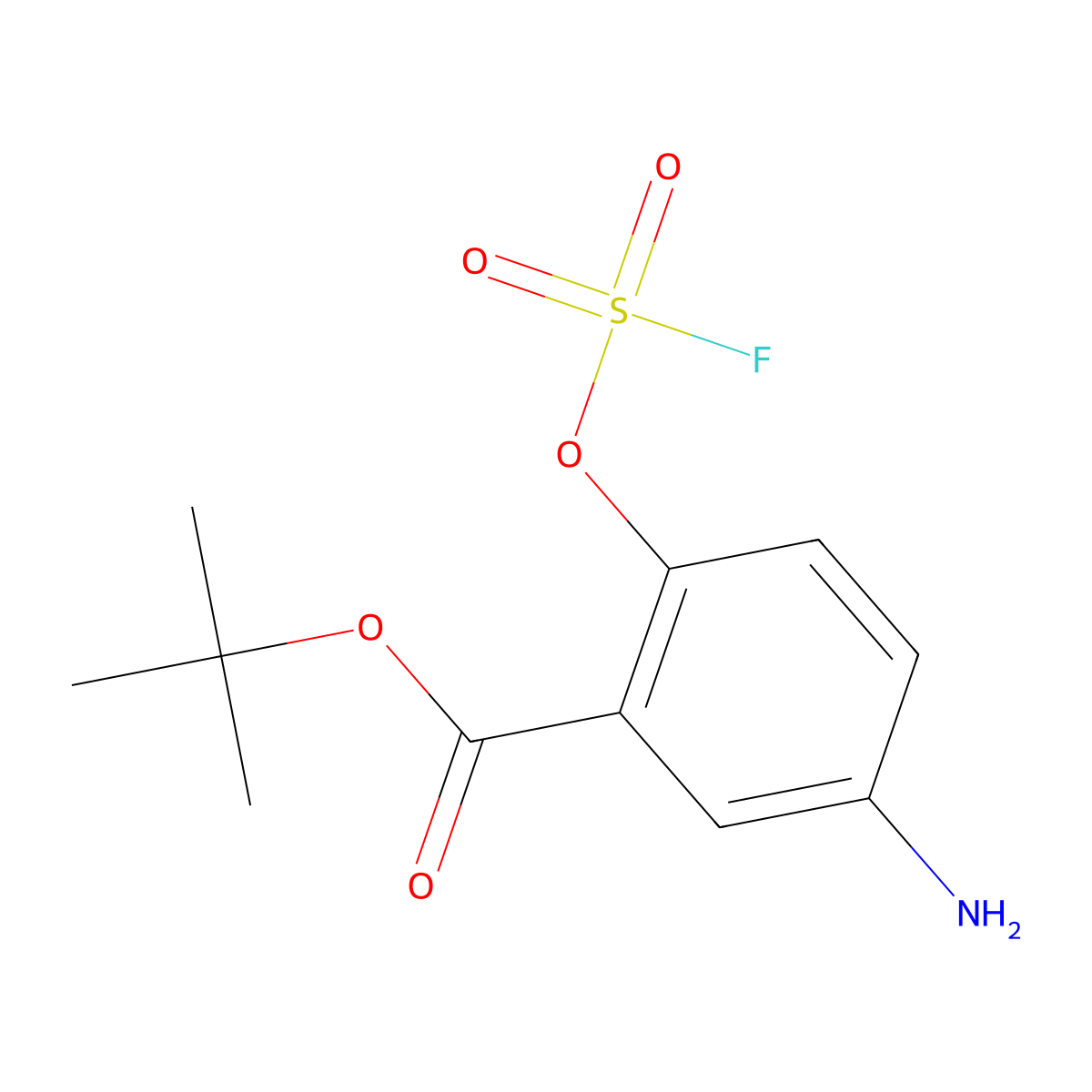 Tert-butyl 5-amino-2-[(fluorosulfonyl)oxy]benzoate molecular structure, CAS 2639450-15-8