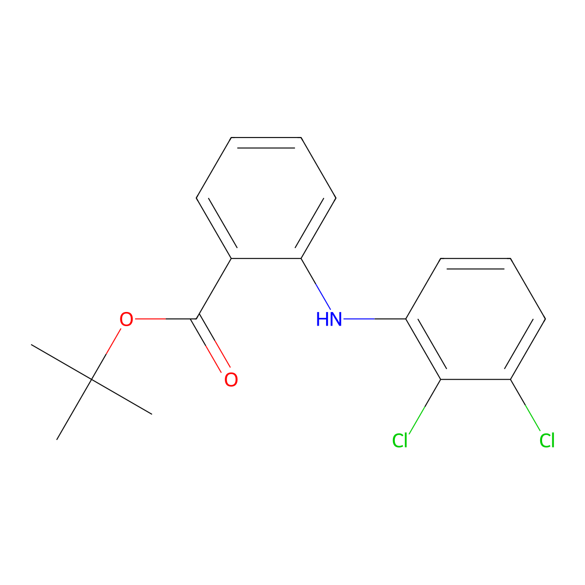 Tert-butyl 2-[(2,3-dichlorophenyl)amino]benzoate molecular structure, CAS 2639450-16-9