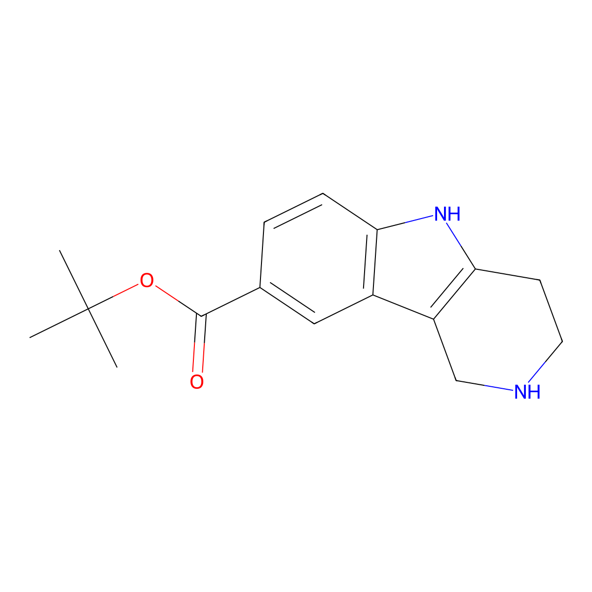tert-butyl 1H,2H,3H,4H,5H-pyrido[4,3-b]indole-8-carboxylate molecular structure, CAS 2639450-22-7