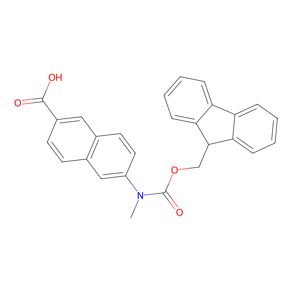6-({[(9H-fluoren-9-yl)methoxy]carbonyl}(methyl)amino)naphthalene-2-carboxylic acid molecular structure, CAS 2639450-37-4
