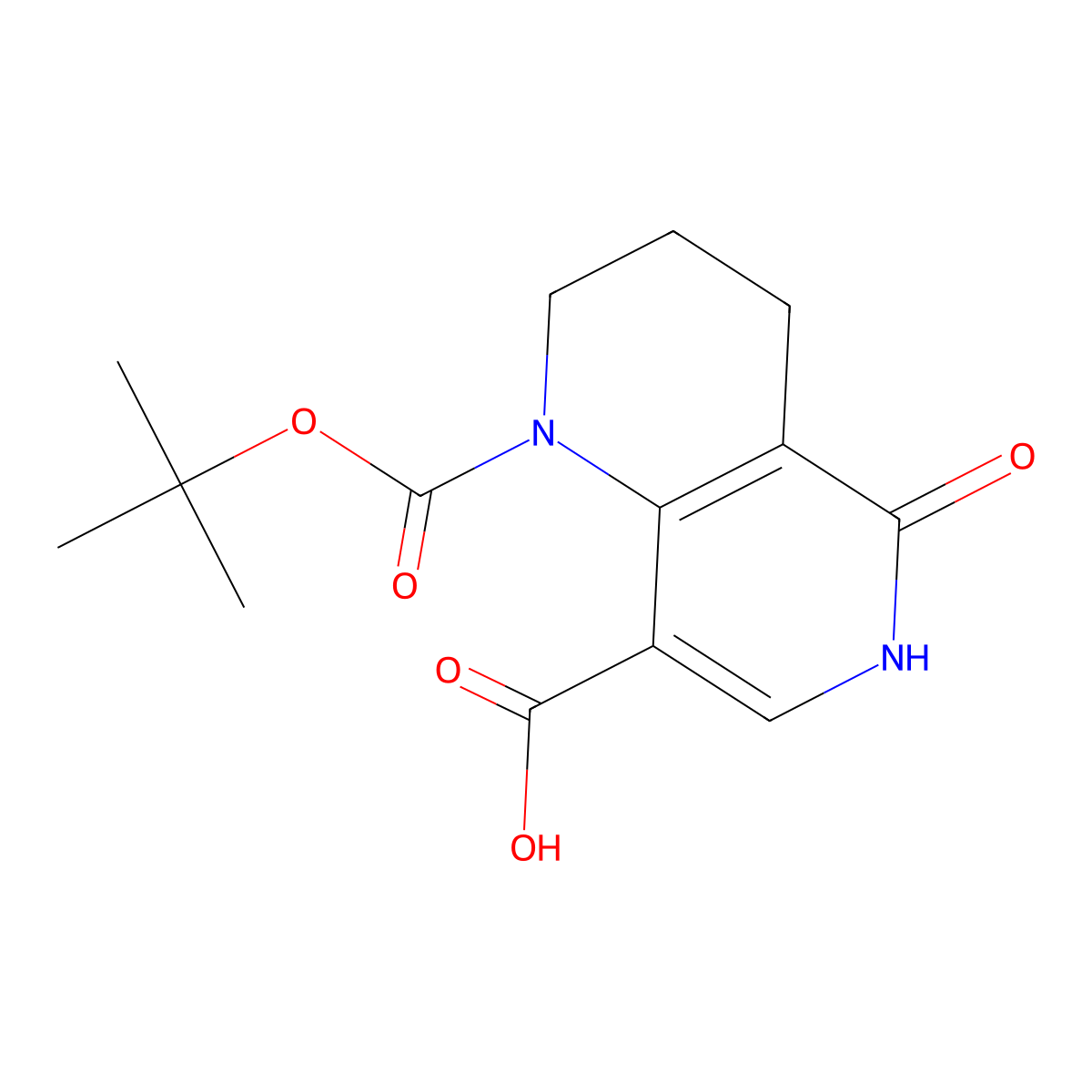 1-[(Tert-butoxy)carbonyl]-5-hydroxy-1,2,3,4-tetrahydro-1,6-naphthyridine-8-carboxylic acid molecular structure, CAS 2639450-38-5