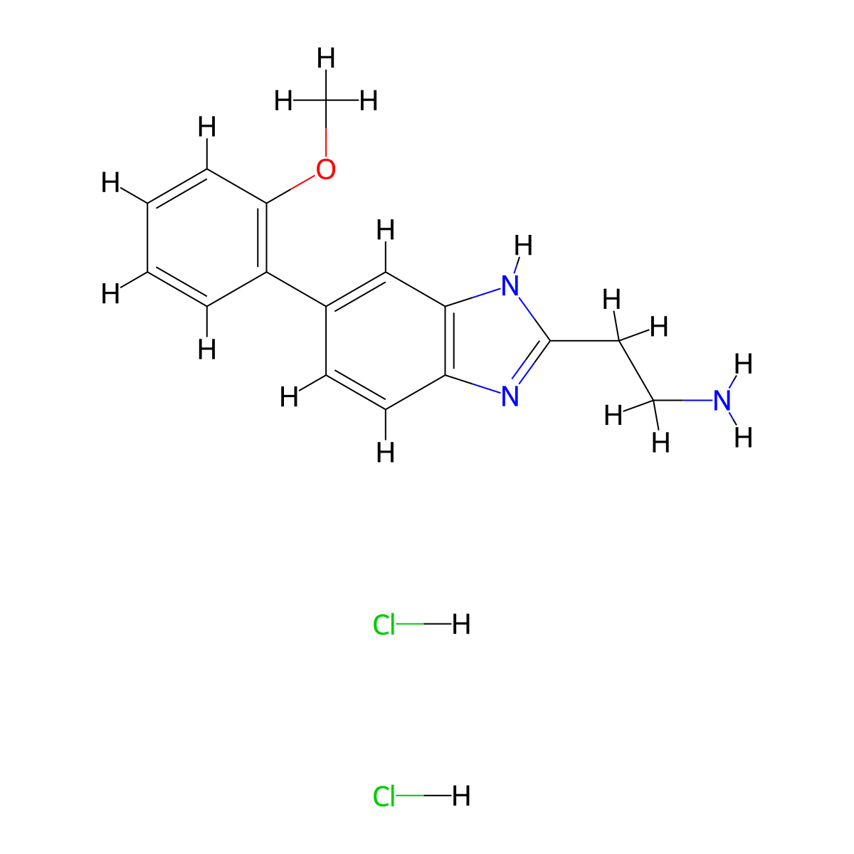 2-(5-(2-methoxyphenyl)-1H-1,3-benzodiazol-2-yl)ethan-1-amine dihydrochloride molecular structure, CAS 2639450-44-3