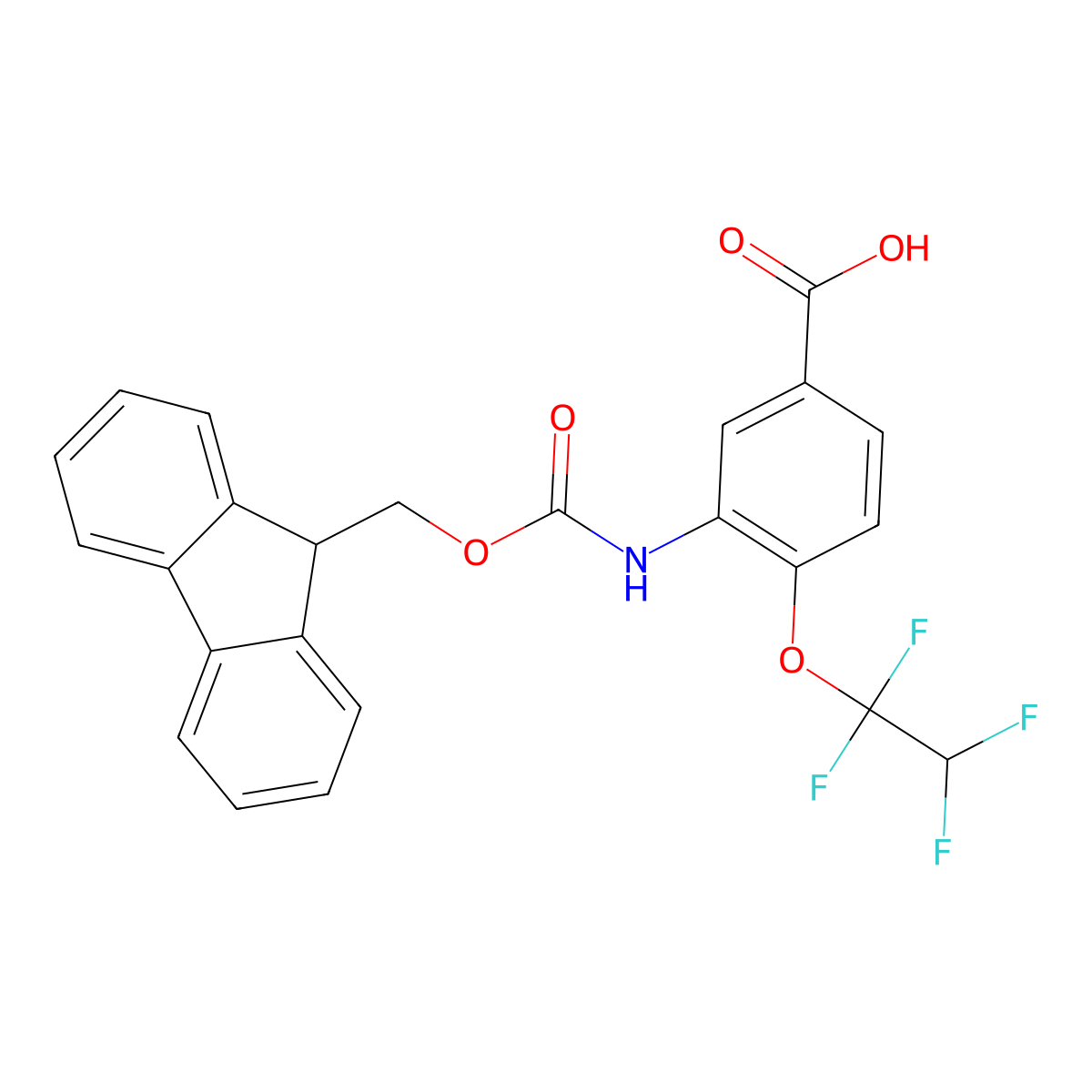 3-({[(9H-fluoren-9-yl)methoxy]carbonyl}amino)-4-(1,1,2,2-tetrafluoroethoxy)benzoic acid molecular structure, CAS 2639450-53-4