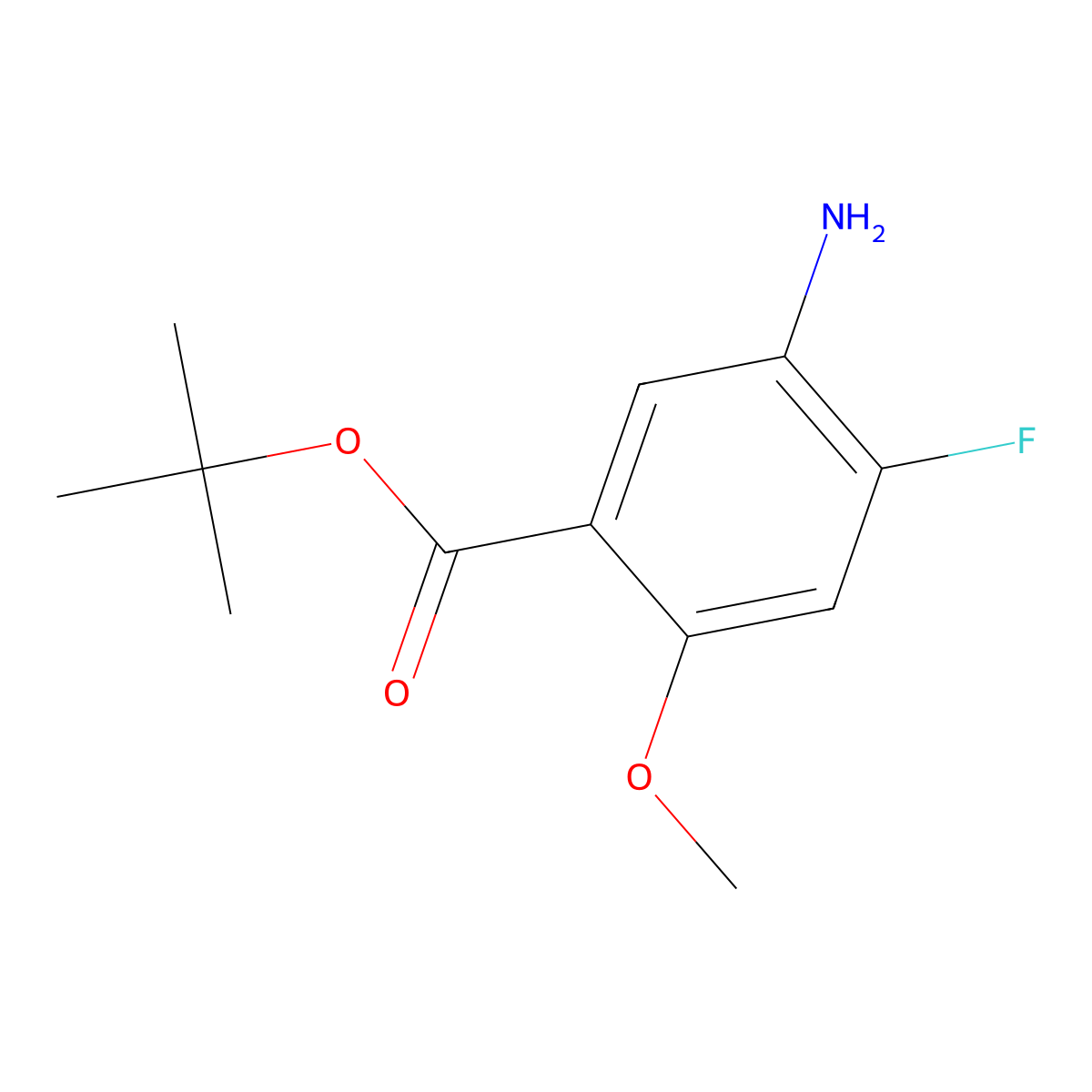 Tert-butyl 5-amino-4-fluoro-2-methoxybenzoate molecular structure, CAS 2639450-54-5