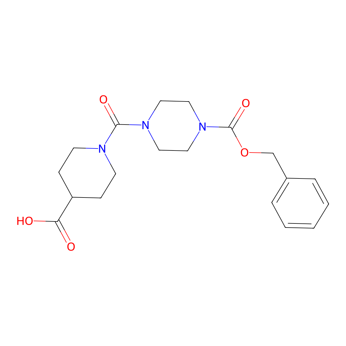 1-{4-[(Benzyloxy)carbonyl]piperazine-1-carbonyl}piperidine-4-carboxylic acid molecular structure, CAS 2639450-58-9