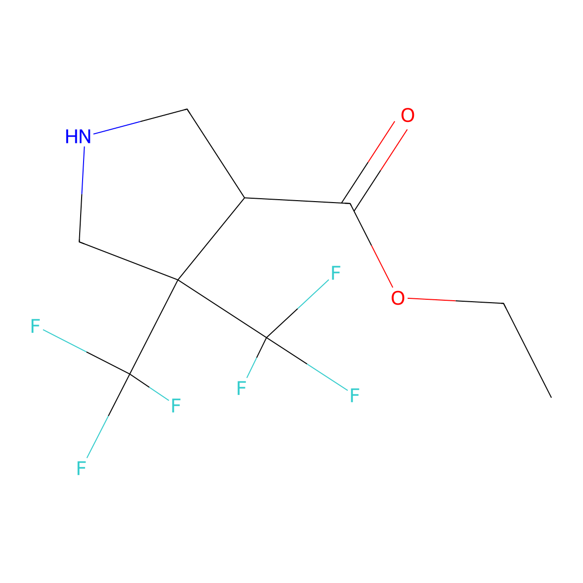 Ethyl 4,4-bis(trifluoromethyl)pyrrolidine-3-carboxylate molecular structure, CAS 2639450-61-4