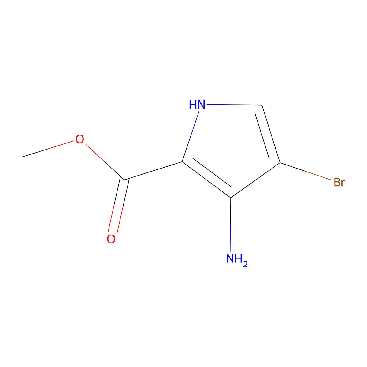 methyl 3-amino-4-bromo-1H-pyrrole-2-carboxylate molecular structure, CAS 2639450-62-5