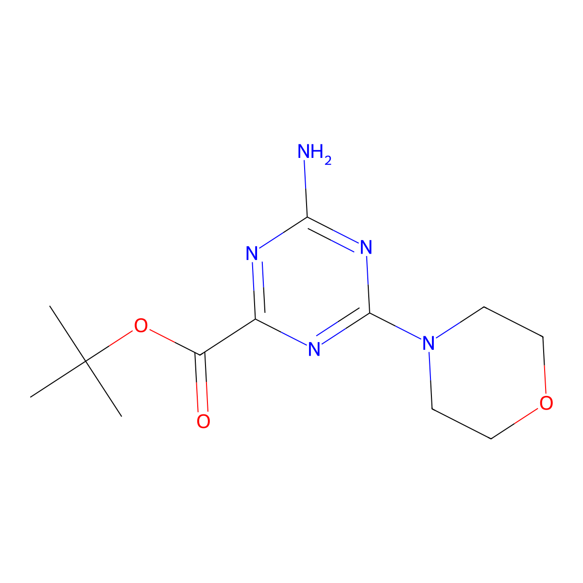 Tert-butyl 4-amino-6-(morpholin-4-yl)-1,3,5-triazine-2-carboxylate molecular structure, CAS 2639450-68-1