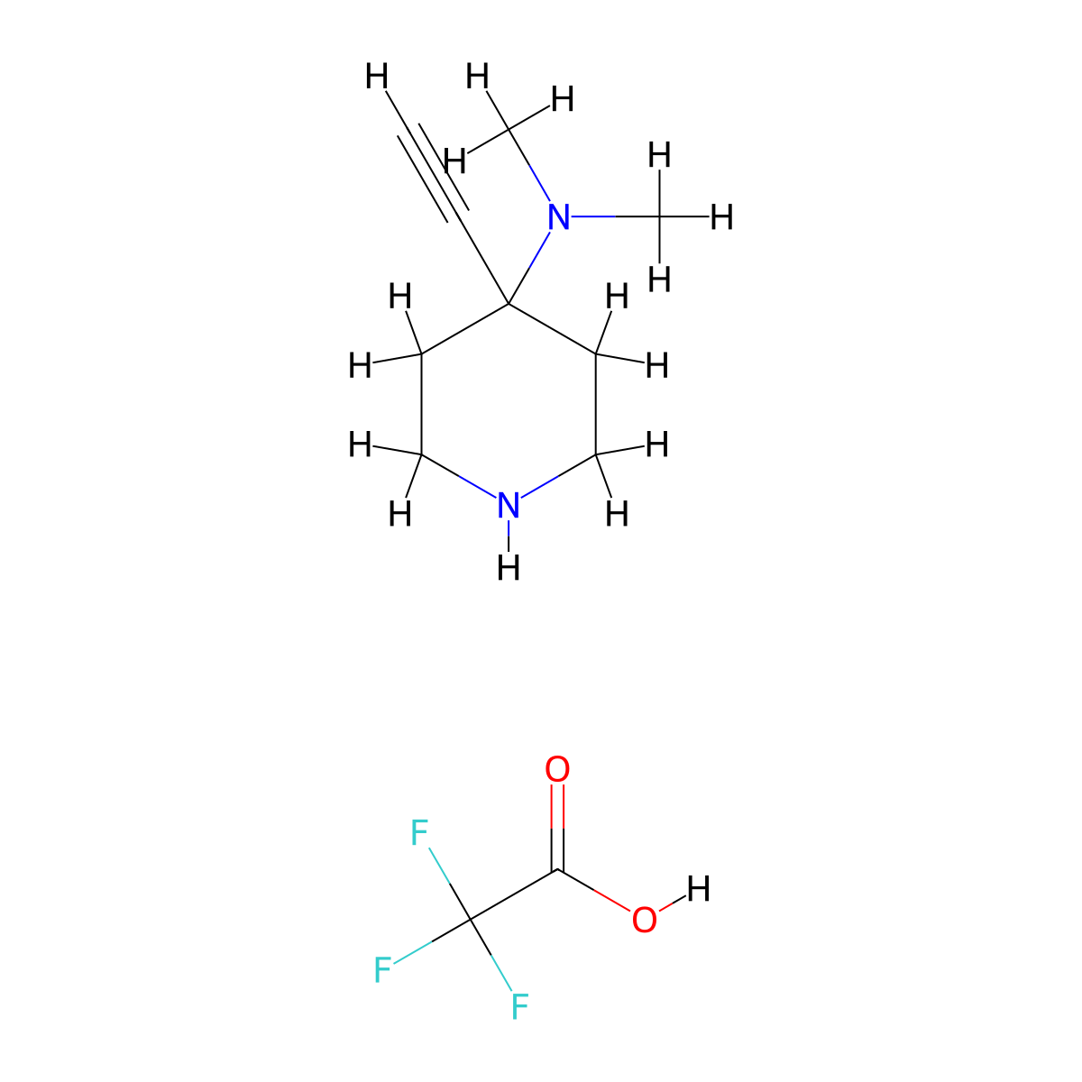 4-ethynyl-N,N-dimethylpiperidin-4-amine; trifluoroacetic acid molecular structure, CAS 2639450-77-2