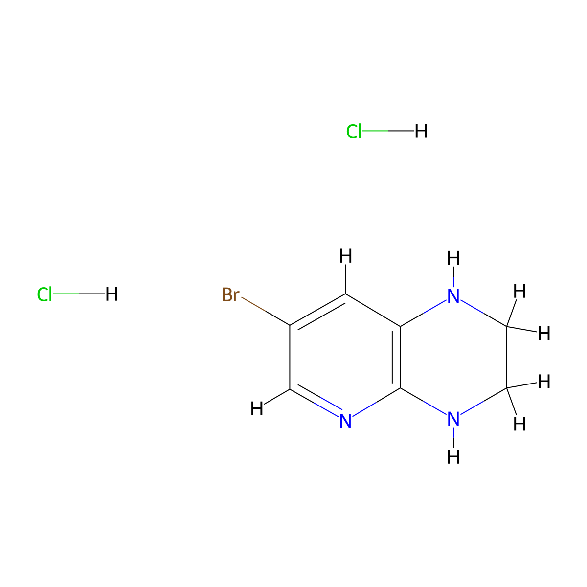 7-bromo-1H,2H,3H,4H-pyrido[2,3-b]pyrazine dihydrochloride molecular structure, CAS 2639450-87-4