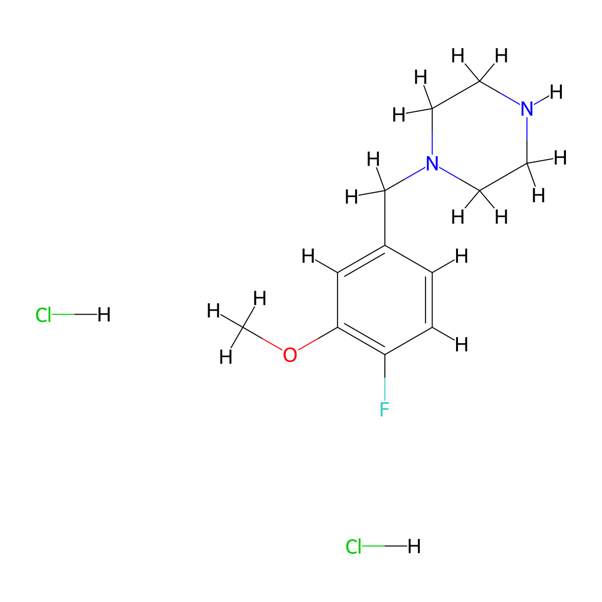 1-[(4-Fluoro-3-methoxyphenyl)methyl]piperazine dihydrochloride molecular structure, CAS 2639450-90-9