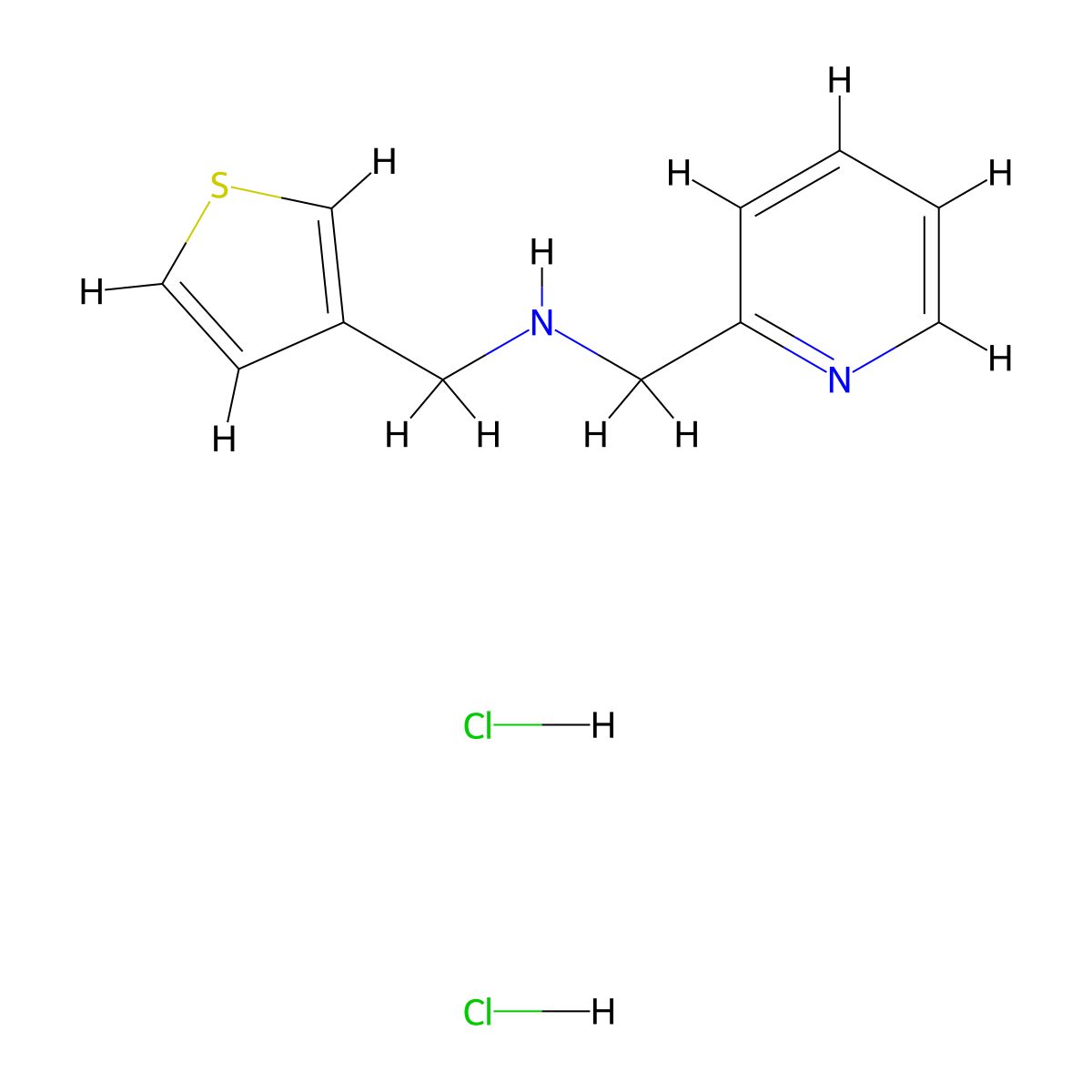 [(Pyridin-2-yl)methyl][(thiophen-3-yl)methyl]amine dihydrochloride molecular structure, CAS 2639450-92-1