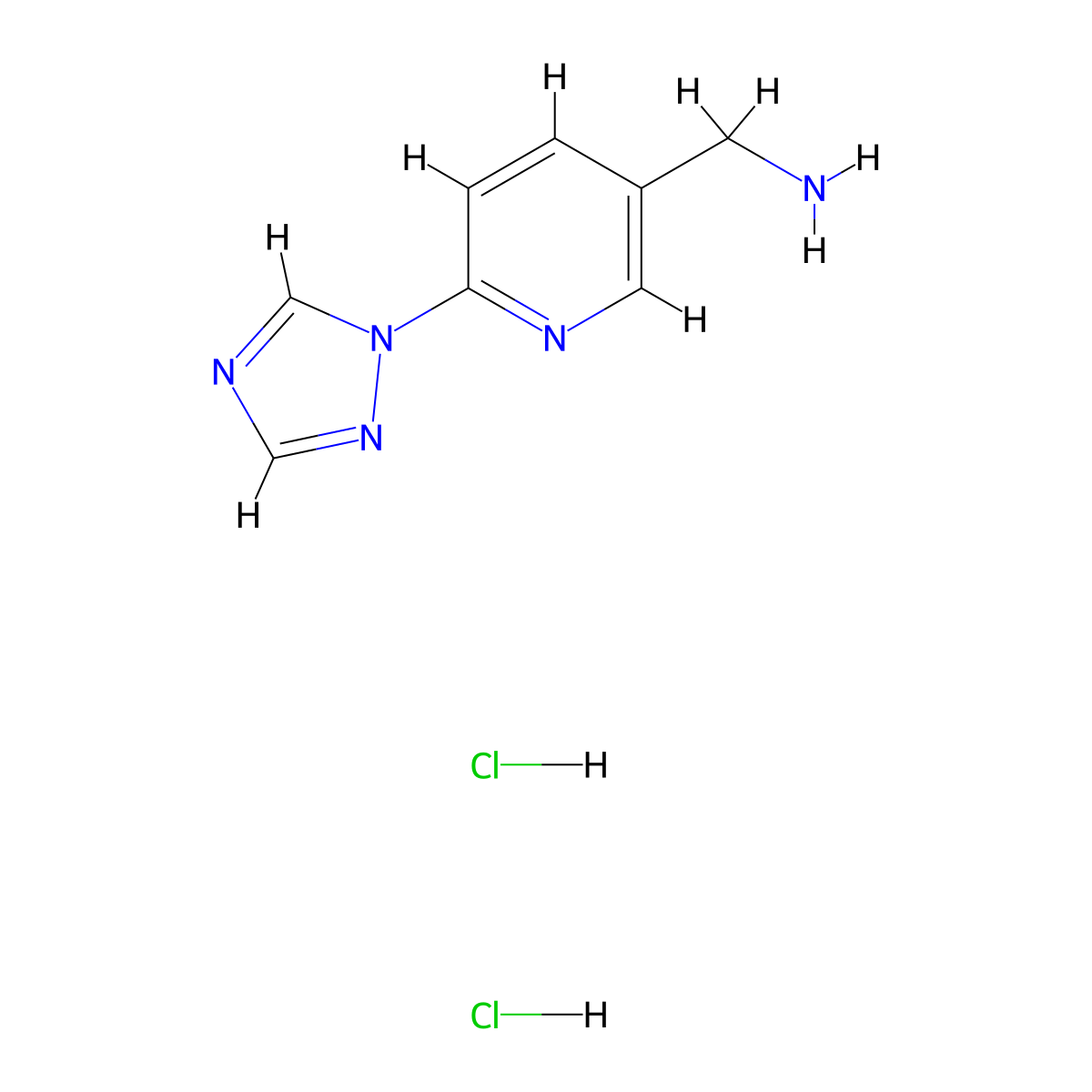 1-[6-(1H-1,2,4-triazol-1-yl)pyridin-3-yl]methanamine dihydrochloride molecular structure, CAS 2639450-93-2