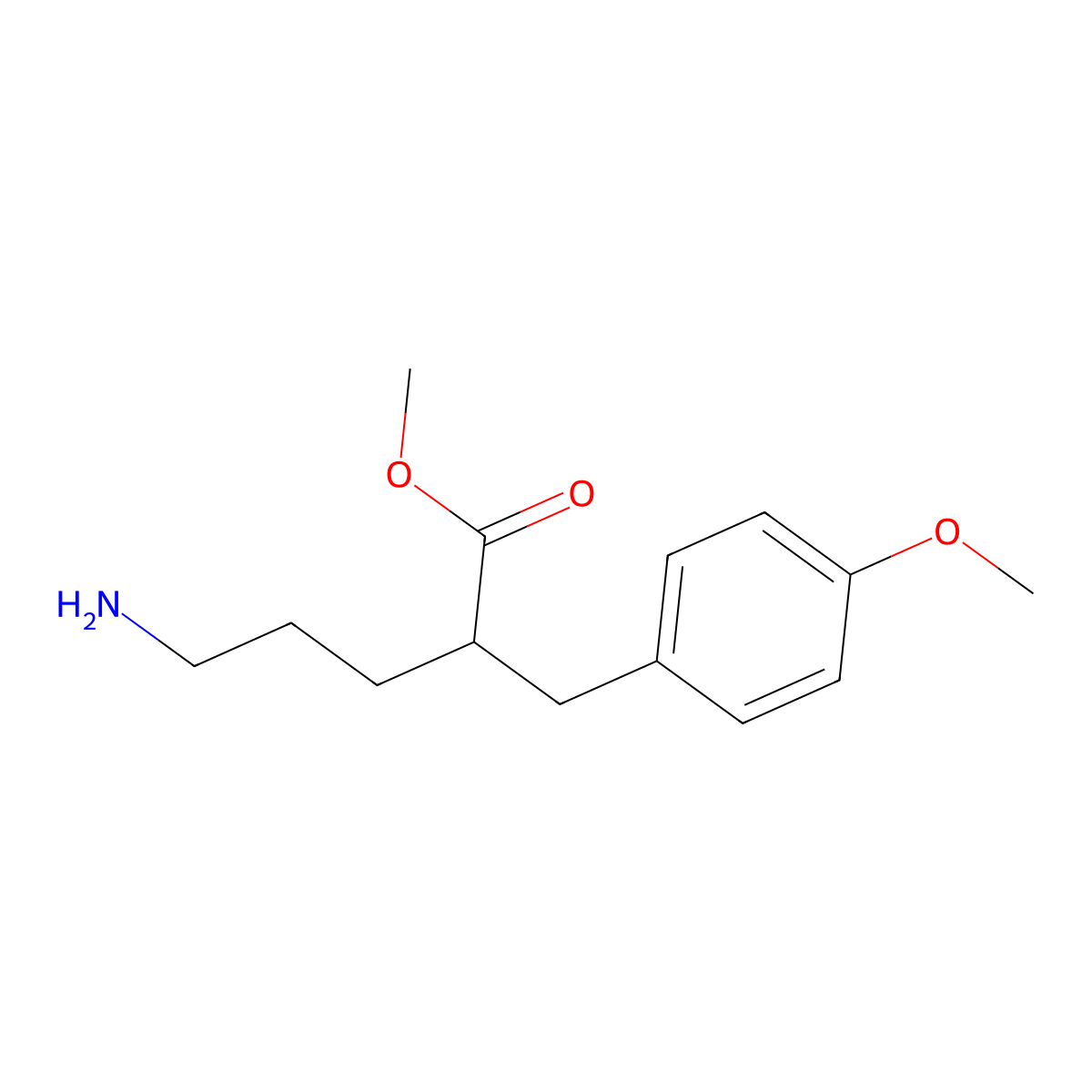 Methyl 5-amino-2-[(4-methoxyphenyl)methyl]pentanoate molecular structure, CAS 2639450-98-7