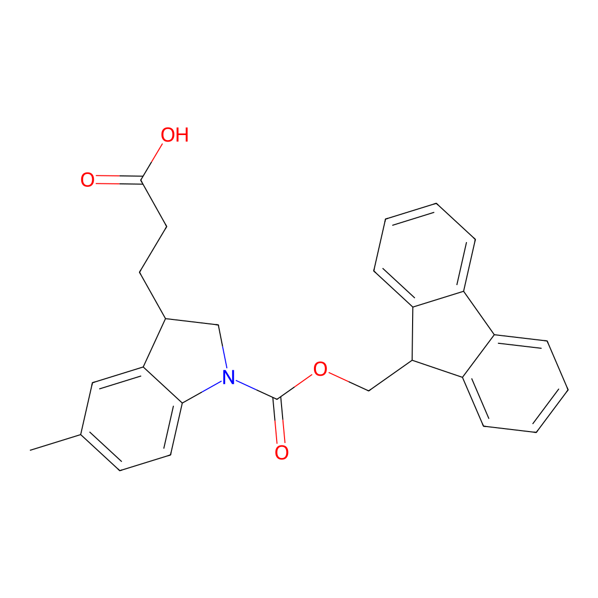3-(1-{[(9H-fluoren-9-yl)methoxy]carbonyl}-5-methyl-2,3-dihydro-1H-indol-3-yl)propanoic acid molecular structure, CAS 2639450-99-8