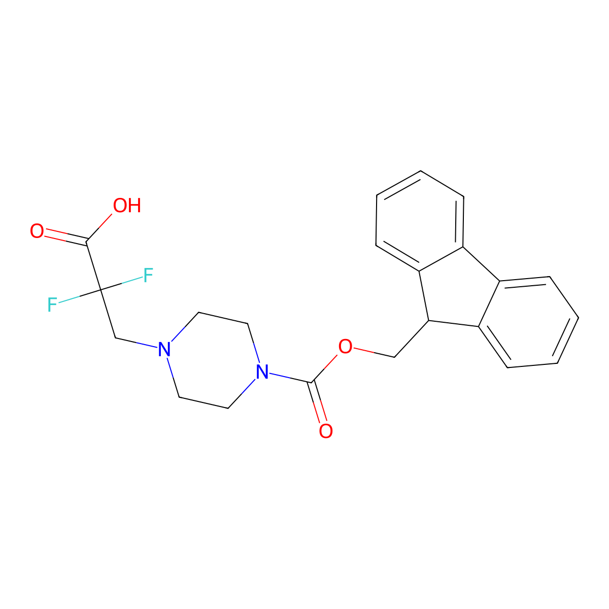 3-(4-{[(9H-fluoren-9-yl)methoxy]carbonyl}piperazin-1-yl)-2,2-difluoropropanoic acid molecular structure, CAS 2639451-16-2