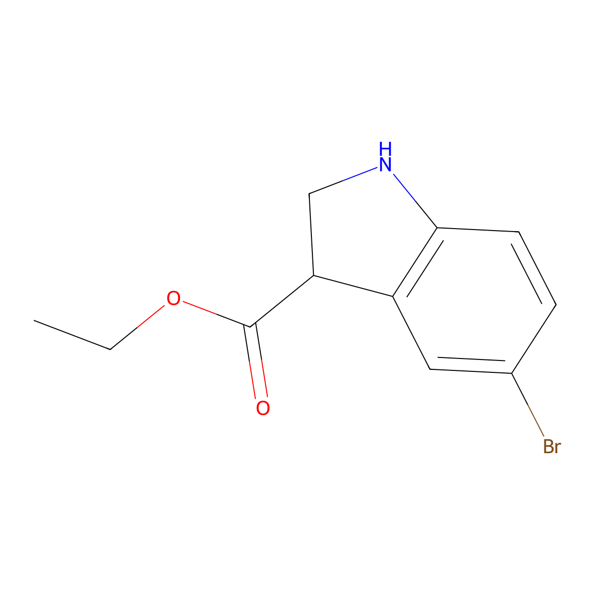 ethyl 5-bromo-2,3-dihydro-1H-indole-3-carboxylate molecular structure, CAS 2639451-20-8