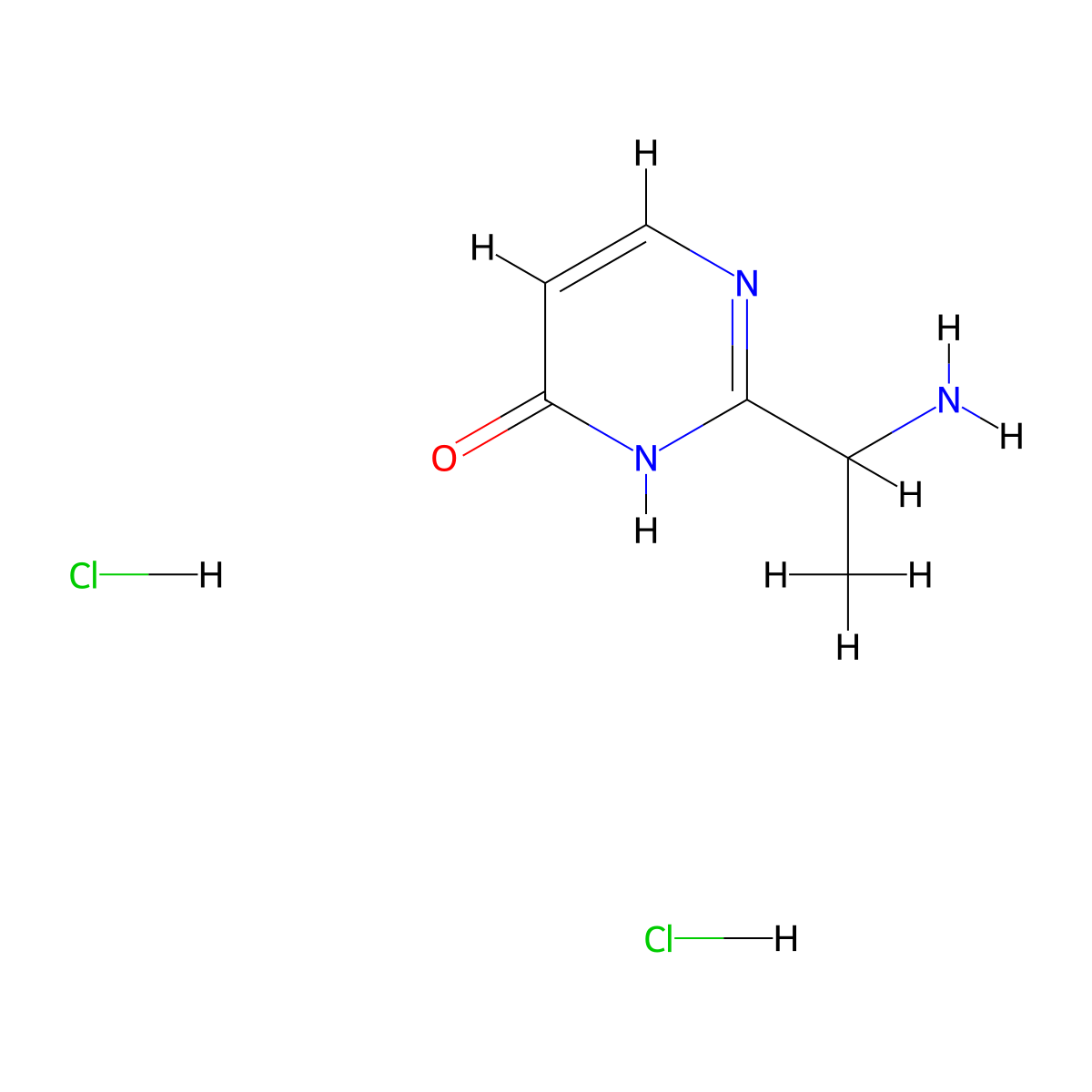 2-(1-Aminoethyl)-3,4-dihydropyrimidin-4-one dihydrochloride molecular structure, CAS 2639451-52-6