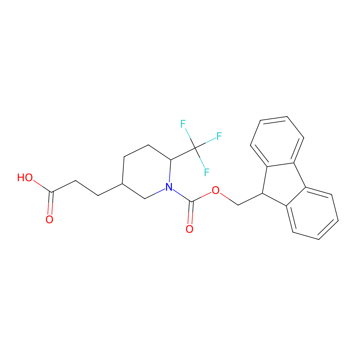 3-(1-{[(9H-fluoren-9-yl)methoxy]carbonyl}-6-(trifluoromethyl)piperidin-3-yl)propanoic acid molecular structure, CAS 2639451-57-1